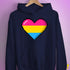Pansexual Pride 8-Bit Pixel Heart Hoodie - Navy